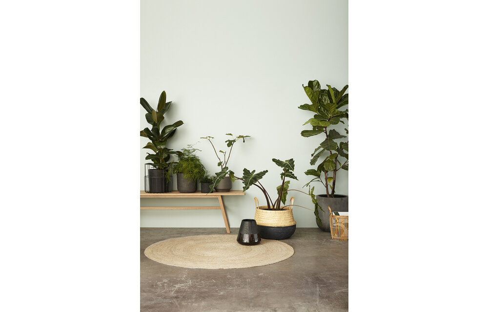 Pot met gat, cement, zwart, set van 2