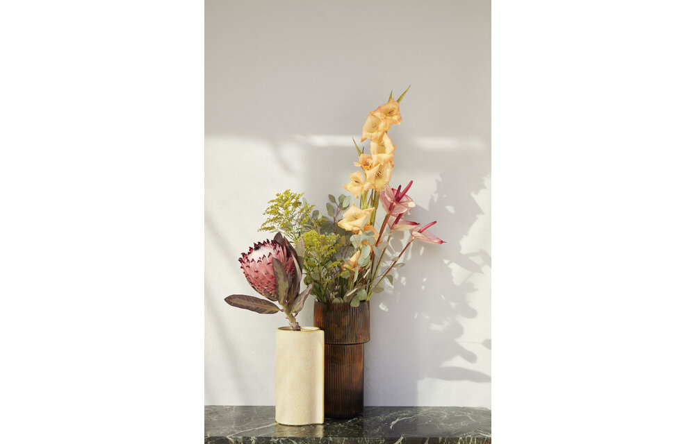 Bloempot, keramiek, geel, set van 2