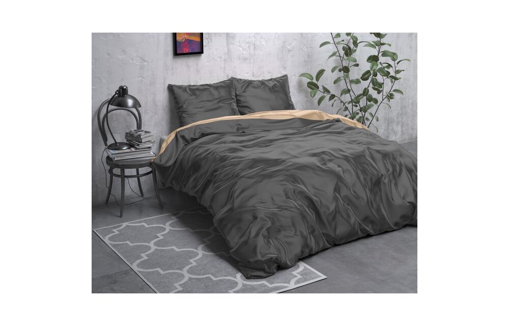 Dekbedovertrek Double Taupe/Antraciet - 240x220cm