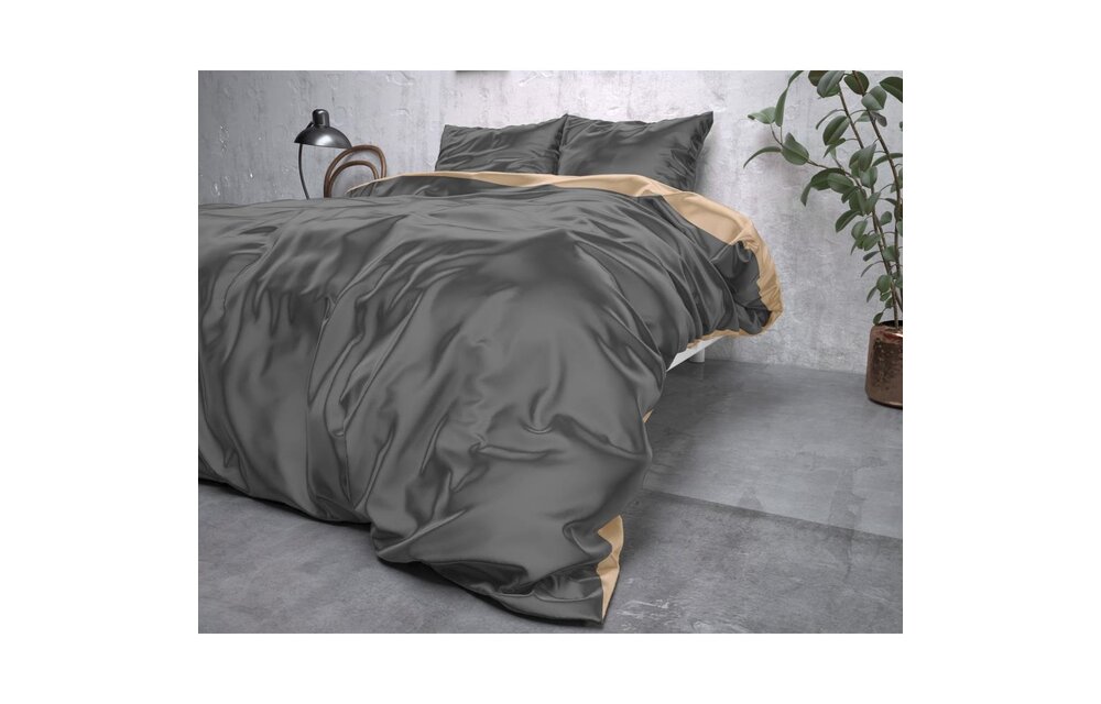 Dekbedovertrek Double Taupe/Antraciet - 240x220cm