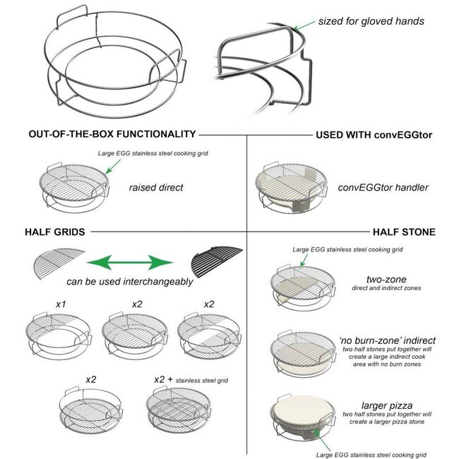 Big Green Egg Half Moon Conveggtor Stone Baking Stone