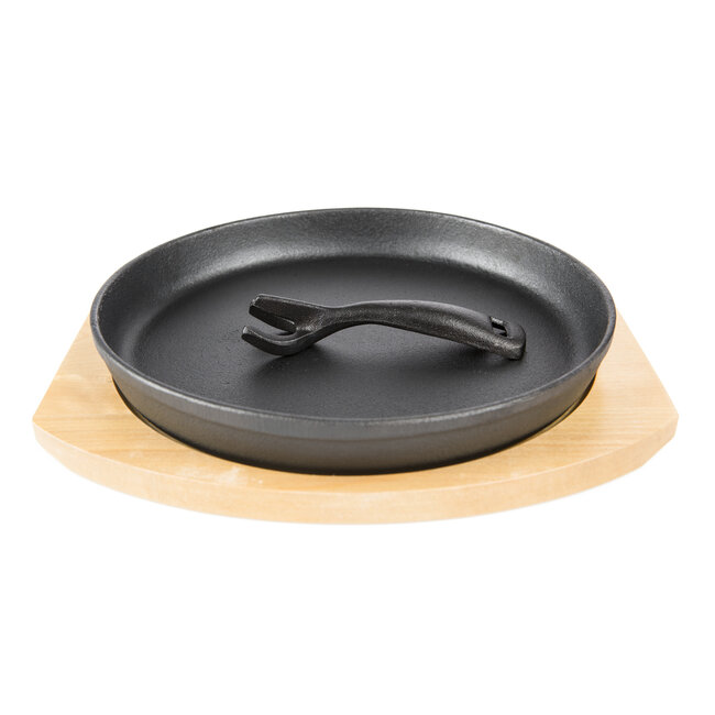 Grill Guru Gietijzeren grill pan met houten onderzetter en handgreep – verkrijgbaar in 23 en 32 cm