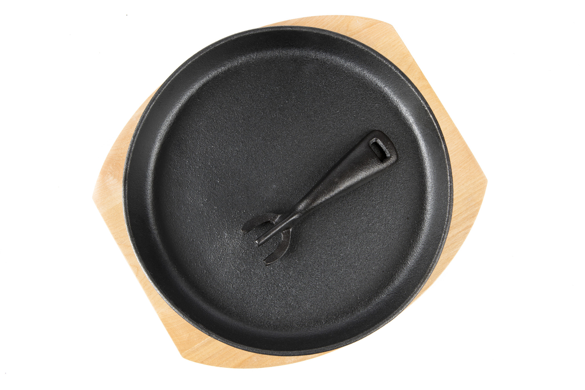 Grill Guru Iron Cooking plate met houten plank