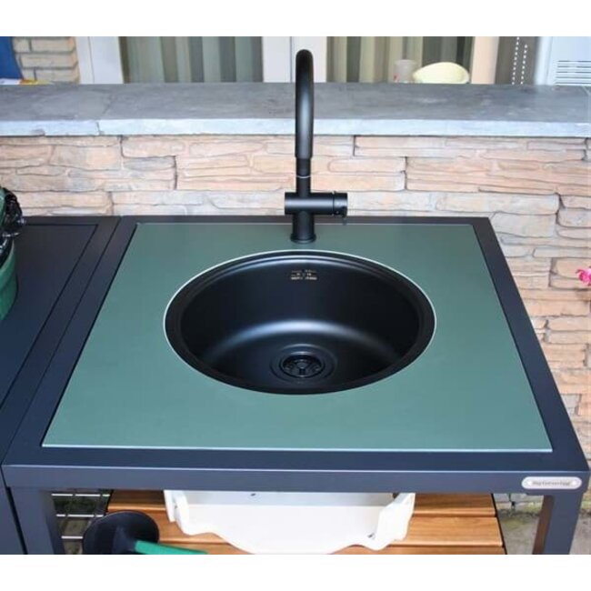Big Green Egg Dekton natuursteen wasbak met kraan insert