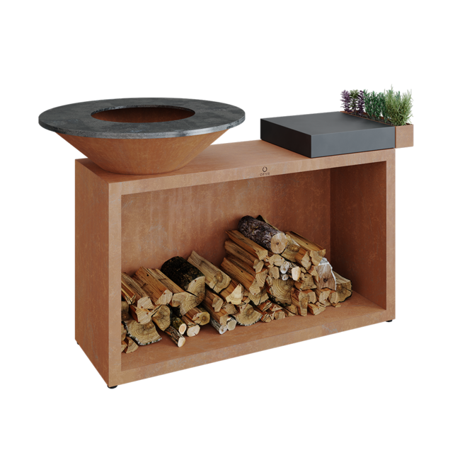 Ofyr Island Corten 85-100 teakhout en donker grijs keamiek