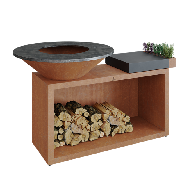 Ofyr Island Corten 85-100 teakhout en donker grijs keamiek