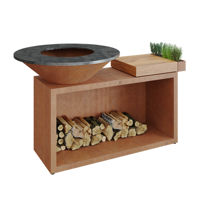 Ofyr Island Corten 85-100 teakhout en donker grijs keamiek