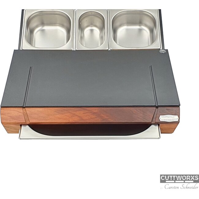 Cuttworxs Notenhouten Snijplank Large met sap geul en geïntegreerde opvangbak