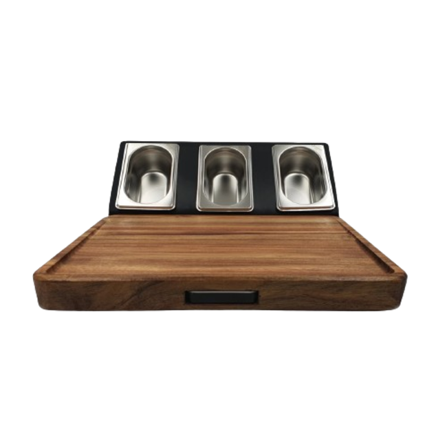 Cuttworxs Consol met 3 rvs bakken - Gastronorm bakken