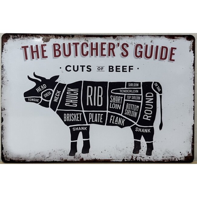 Wandbord Butchers Guide "Koe" 30x20cm