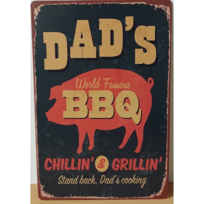 BBQ wandbord Dad's BBQ chillin en grillin 30x20cm