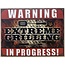 BBQ wandbord Warning Extreme grilling In Progress 33x25cm