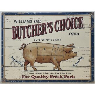 Wandbord Butchers Guide "Varken" 33x25cm