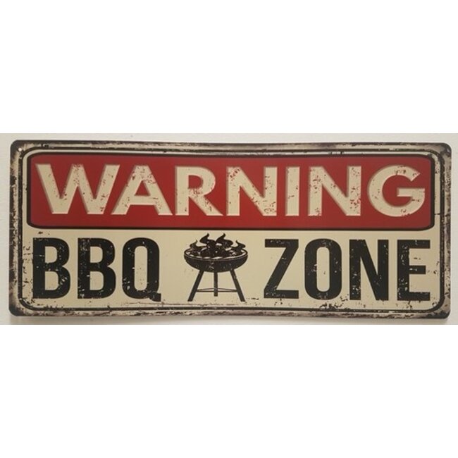 BBQ wandbord Warning BBQ zone 50 x 20 cm