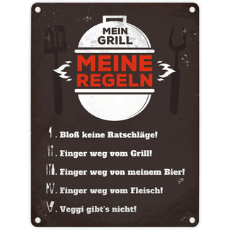 BBQ Wandbord Mein Meine Regeln Grill 20x25cm