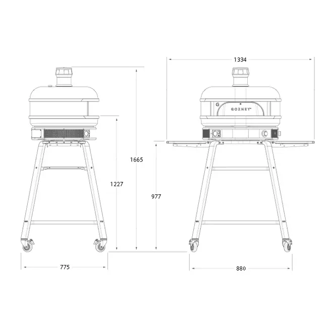 Gozney Onderstel met Zijtafels voor Dome - Robuust, Verrijdbaar & Perfecte Werkruimte