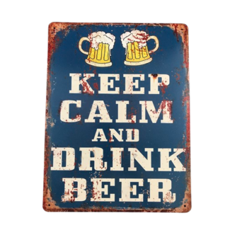 BBQ Wandbord Keep Calm and Drink beer 25x33cm