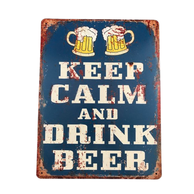 BBQ Wandbord Keep Calm and Drink beer 25x33cm