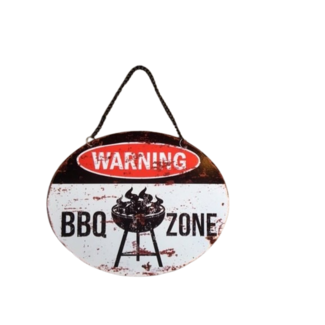 BBQ wandbord Ovaal Warning BBQ zone 25 x 20cm