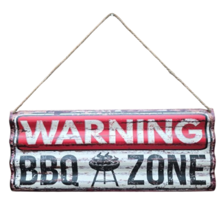BBQ wandbord Golfplaat Warning BBQ zone 59 x 24 cm