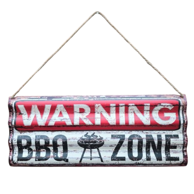 BBQ wandbord Golfplaat Warning BBQ zone 59 x 24 cm