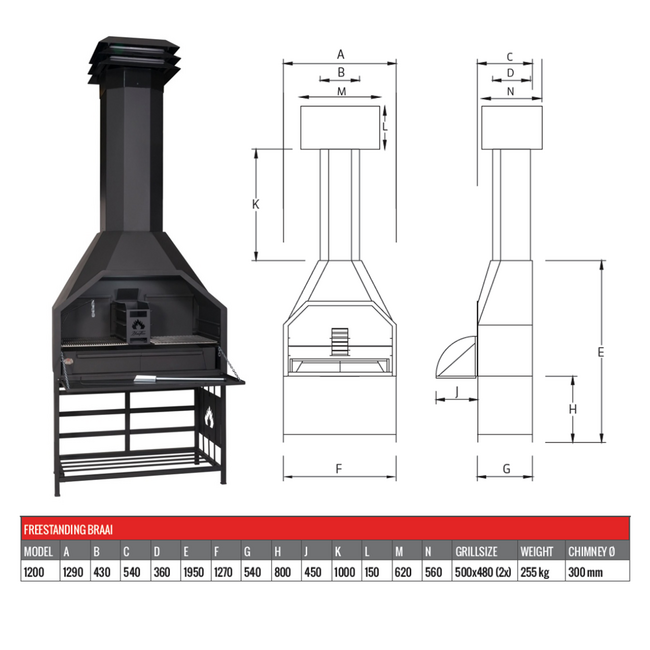 Home Fires Vrijstaande Zuid Afrikaanse Braai 1200
