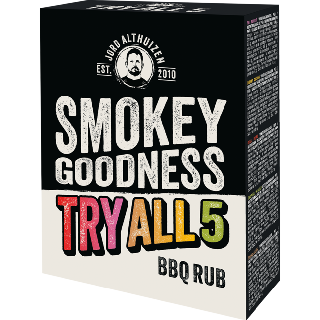 Smokey goodness Try All 5 BBQ Rub pakket 5 x 30gr Proef alle BBQ-smaken in één complete set