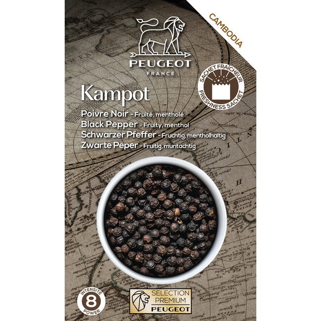Peugeot Kampot Zwarte Peper uit Cambodja 60 g – 3 vershoudzakjes van 20 g