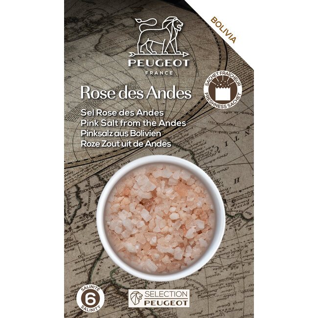 Peugeot Grof Roze Zout uit Bolivia 350 gr - 7 vershoudzakjes van 50gr