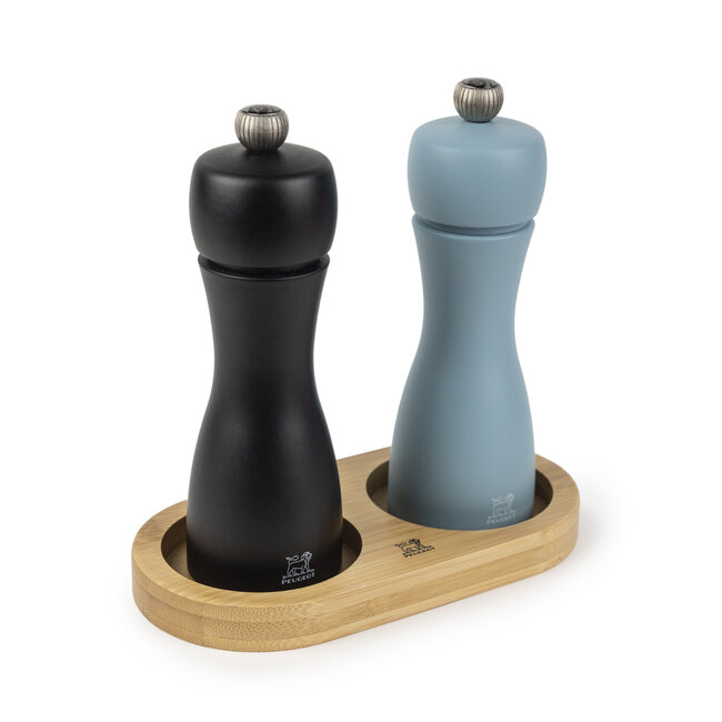 Peugeot Bamboe onderzetter voor twee molens – naturel of matzwart, stijlvol en praktisch