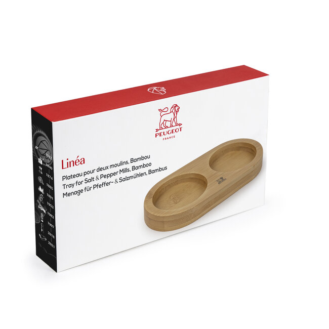 Peugeot Bamboe onderzetter voor twee molens – naturel of matzwart, stijlvol en praktisch