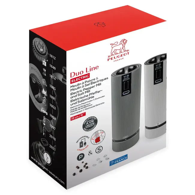 Peugeot Electrische Peper- en zoutmolen Carbone 15 cm in geschenkdoos