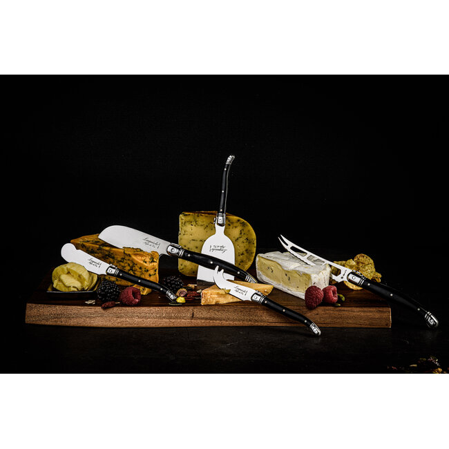 Laguiole Style de Vie 5 Kaasmessen Zwart met plank Acaciahout