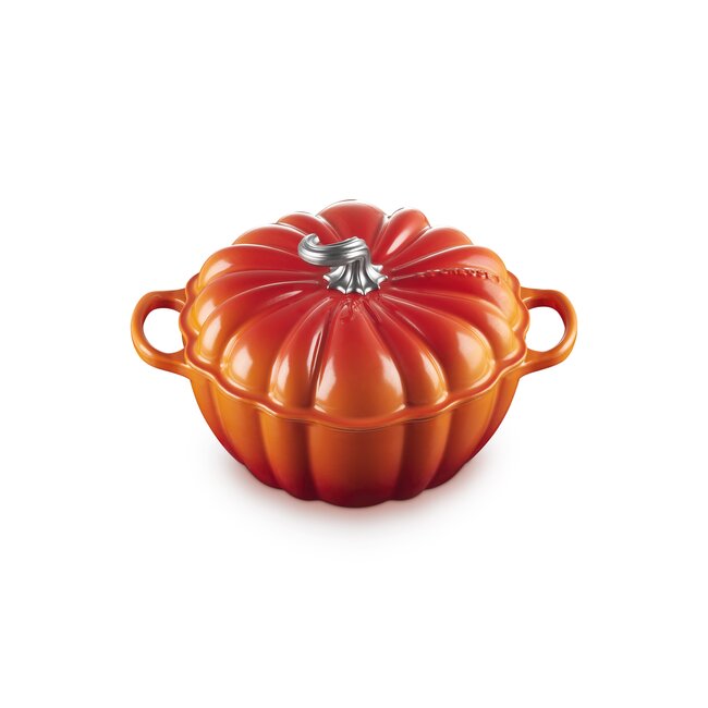 Le Creuset Signature braadpan in pompoenvorm van geëmailleerd gietijzer