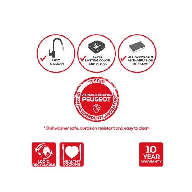 Peugeot Appolia Vierkante keramische ovenschaal Ecru 21–36 cm