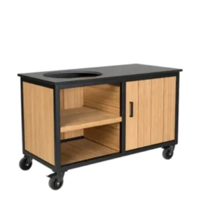 Fraaii Buitenkeukens Tafel Bamboo Natural Storage met dekton blad