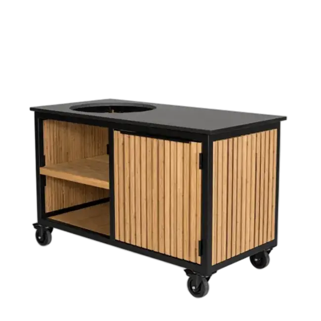 Fraaii Buitenkeukens Tafel Bamboo Natural Rhombus Storage met dekton blad - Copy