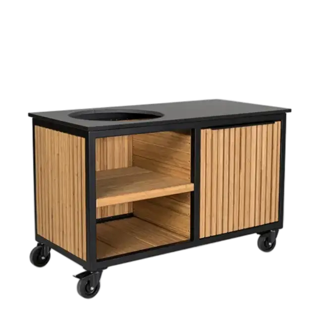 Fraaii Buitenkeukens Tafel Bamboo Natural Rhombus Storage met dekton blad - Copy