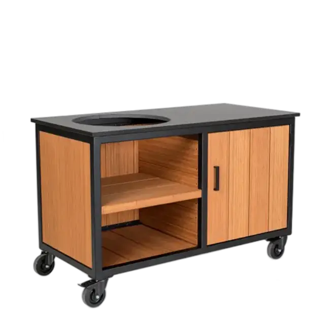 Fraaii Buitenkeukens Tafel Bamboo Teak Olie met kastje en dekton blad