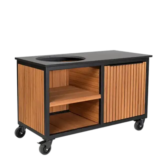 Fraaii Buitenkeukens Tafel Bamboo Teak Olie Rhombus Storage met dekton stenen blad