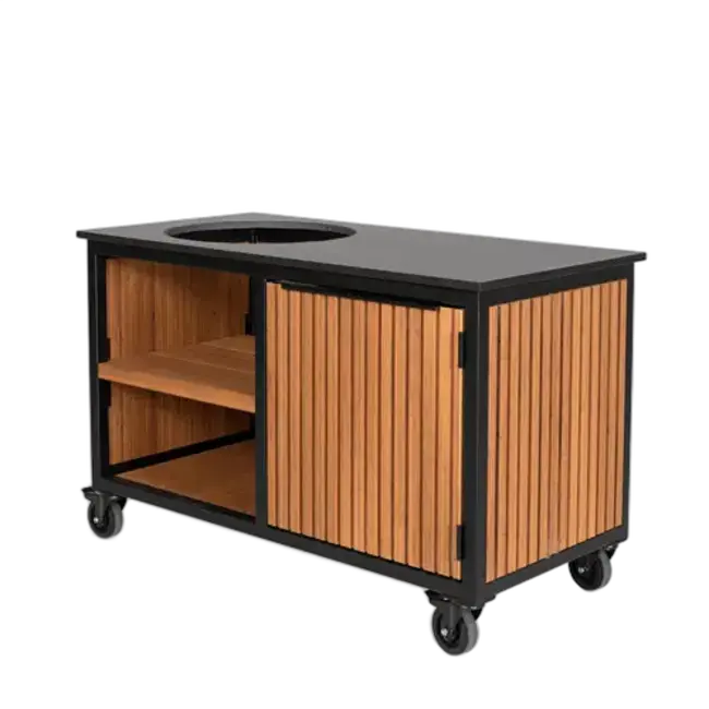 Fraaii Buitenkeukens Tafel Bamboo Teak Olie Rhombus Storage met dekton stenen blad