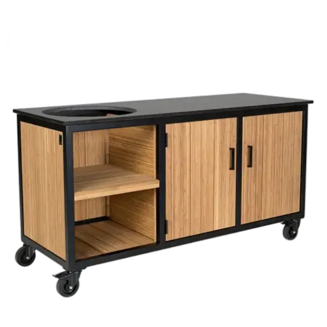 Fraaii Buitenkeukens Buitenkeuken Bamboo Natural Inferno met dekton stenen blad