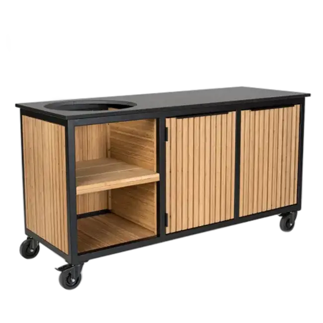 Fraaii Buitenkeukens Buitenkeuken Bamboo Natural Rhombus Inferno met dekton stenen blad