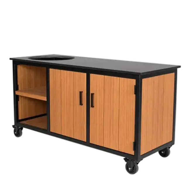 Fraaii Buitenkeukens Buitenkeuken Bamboo Teak Olie Inferno met dekton stenen blad