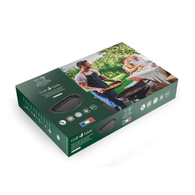 Peugeot Grill to Table plancha halve maan 43 cm zwart – keramische BBQ grillplaat tot 400°C