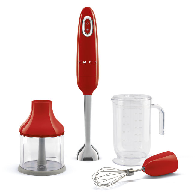 SMEG Staafmixer met accessoires - krachtige handblender voor mixen, pureren en hakken