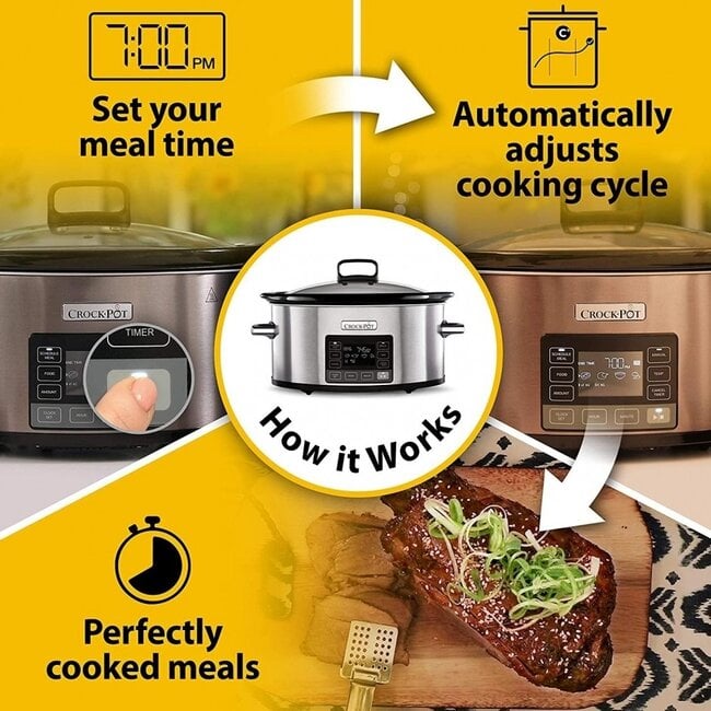 Crock-pot Slowcooker 5,6 liter TimeSelect – digitale slowcooker met timer en warmhoudfunctie