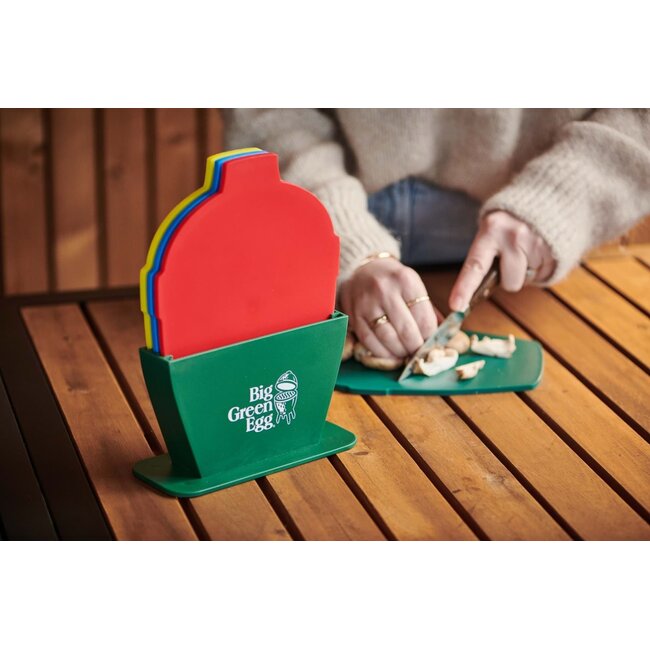 Big Green Egg snijplankjes met houder – set van 4