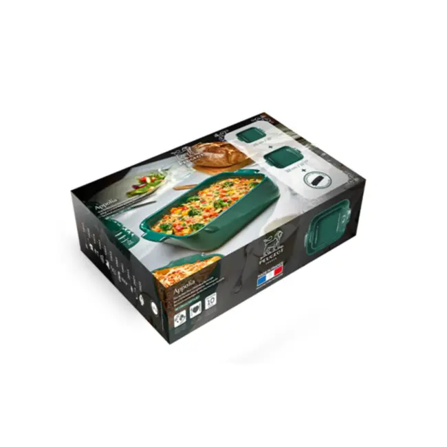 Peugeot Appolia Ovenschalen Set Bosgroen 25 en 32 cm – Keramische schalen met siliconen handgrepen