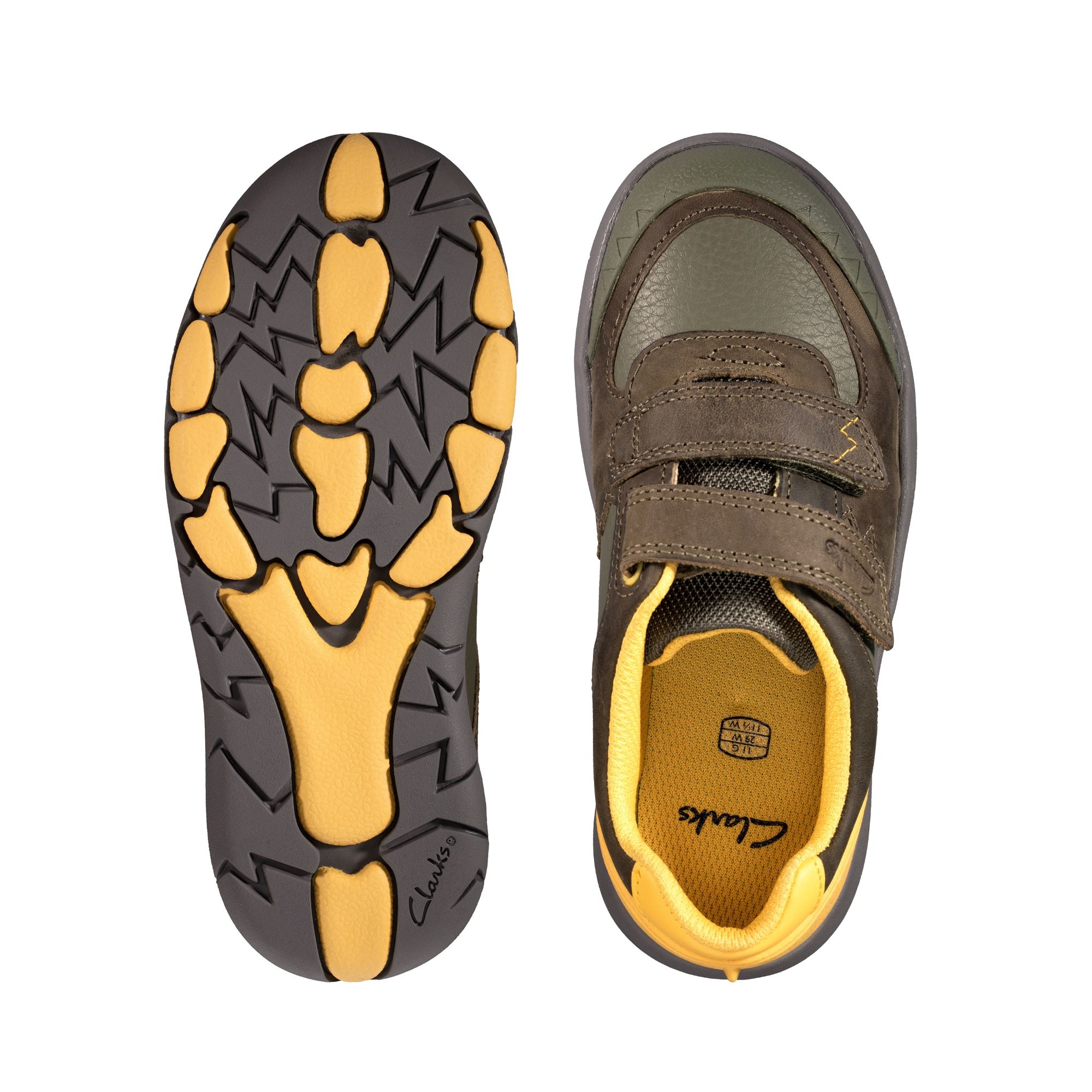 clarks junior rex quest riptape trainers